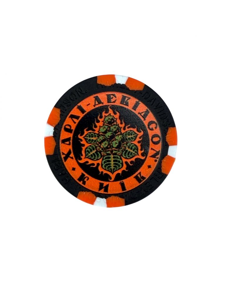 Сувенірна фішка для покеру колір Black/Orange/White
