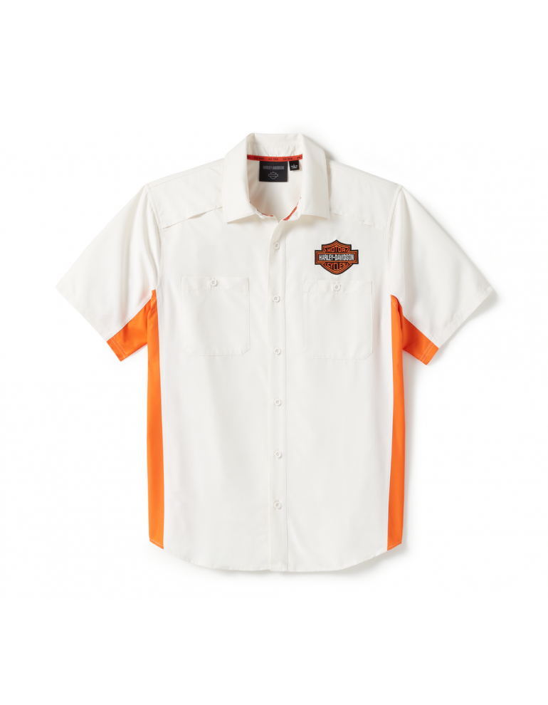 Сорочка чоловіча SHIRT-WOVEN,OFF WHITE/ORANGE розмір L