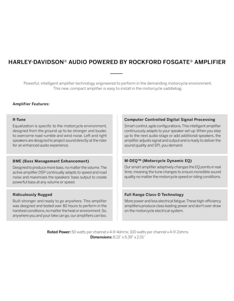 Harley-Davidson Audio powered by Rockford Fosgate - Amplifier 400W 4-Channel ...