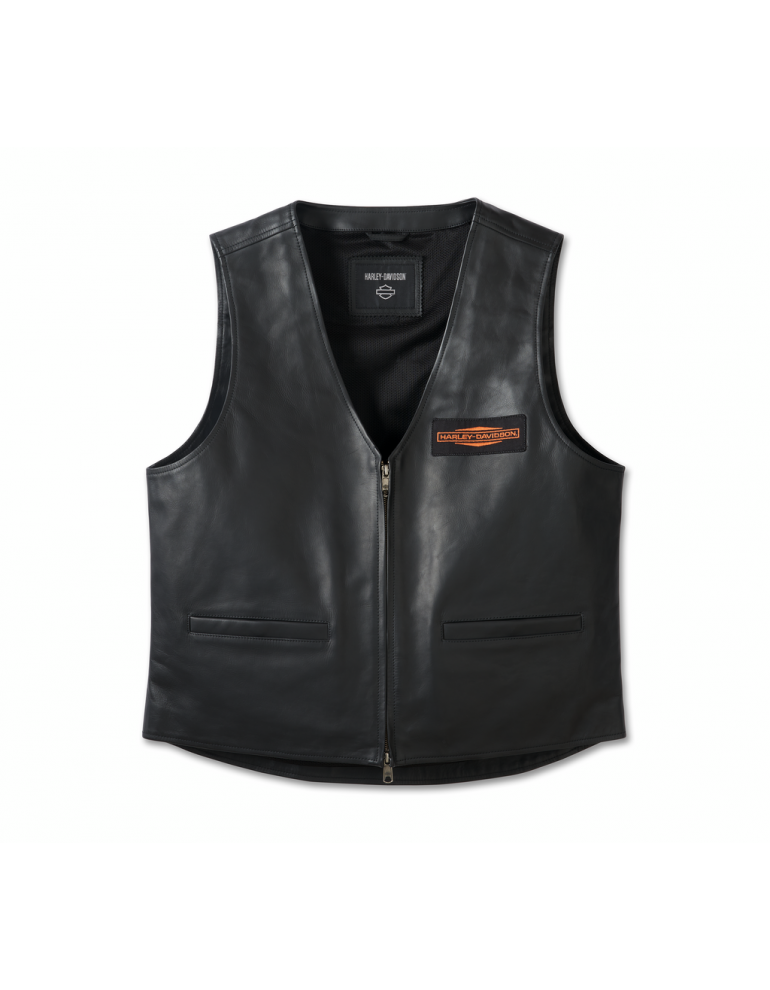 Чоловічий шкіряний жилет VEST-LEATHER,BLACK розмір L