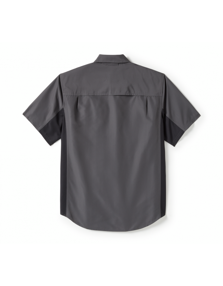 Сорочка з коротким рукавом чоловіча SHIRT-WOVEN,DARK GREY/BLACK розмір L