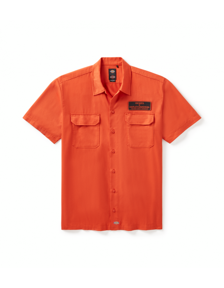Сорочка чоловіча з коротким рукавом SHIRT-DICKIES,WOVEN,EAGLE,ORANGE розмір L