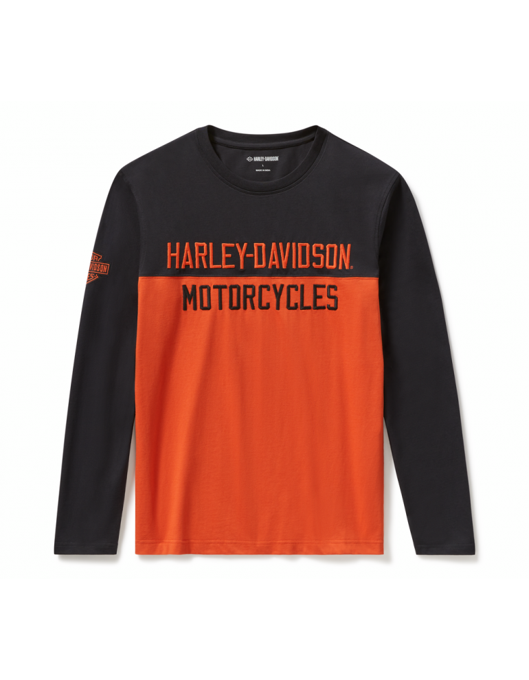 Лонгслів Чоловічий Чорно/Поморанчевий Harley-Davidson Essential Colorblock розмір L