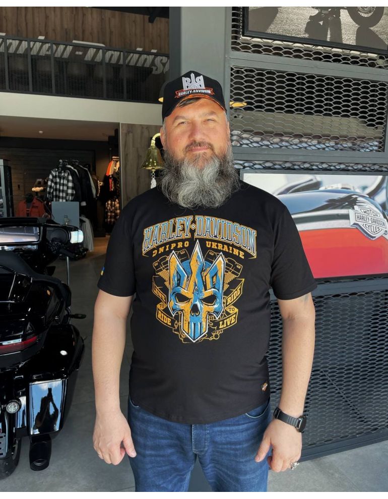 Футболка Harley-Davidson DNIPRO SKULL UKRAINE BLACK розмір M