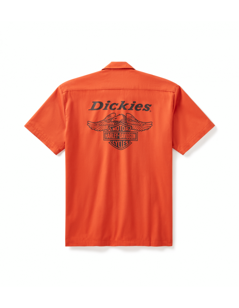 Сорочка чоловіча з коротким рукавом SHIRT-DICKIES,WOVEN,EAGLE,ORANGE розмір L