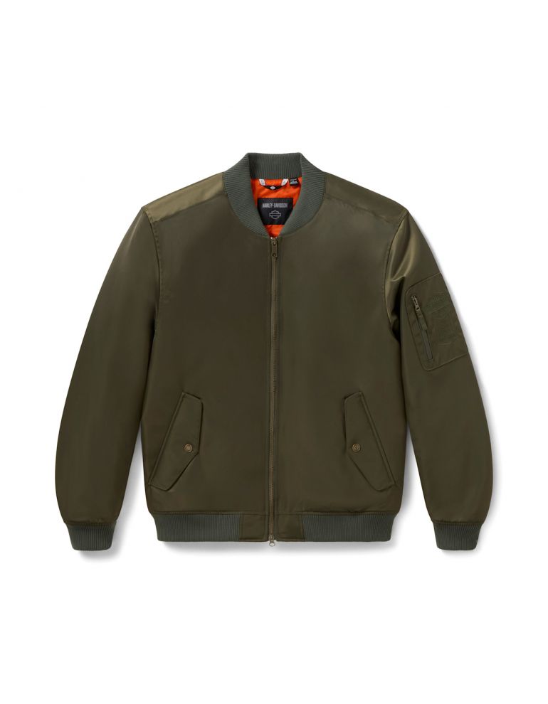 Чоловіча текстильна куртка-бомбер JACKET-TEXTILE, MA1 BOMBER у зеленому кольорі (Green) розмір L