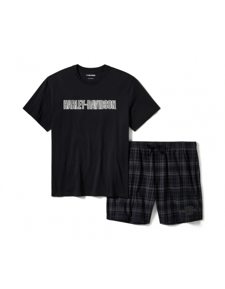 Піжама чоловіча(шорти) PAJAMA SET-KNIT/WOVEN,BLACK розмір XL