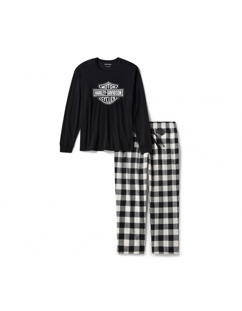 Піжама чоловіча PAJAMA SET-KNIT/WOVEN,BLACK розмір XXL