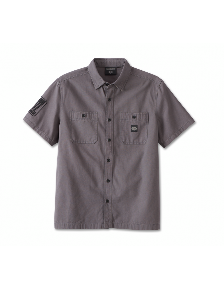 Сорочка чоловіча короткий рукав SHIRT-WOVEN,DARK GREY розмір S