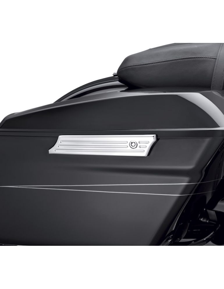 Billet Saddlebag Hinge Cover Kit - Chrome Grooved