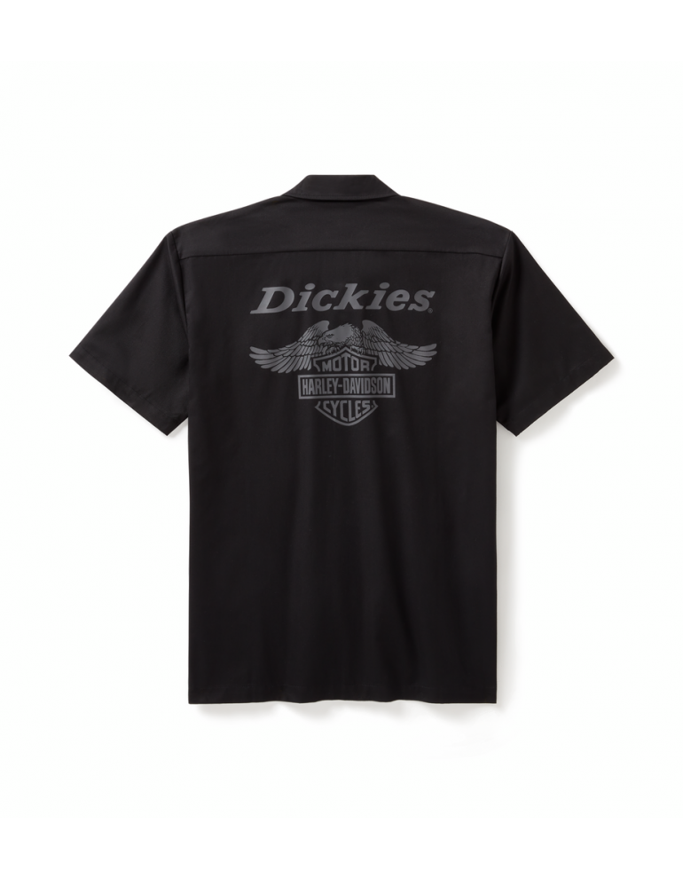 Чоловіча сорочка з коротким рукавом SHIRT-DICKIES,WOVEN,EAGLE,BLACK розмір L
