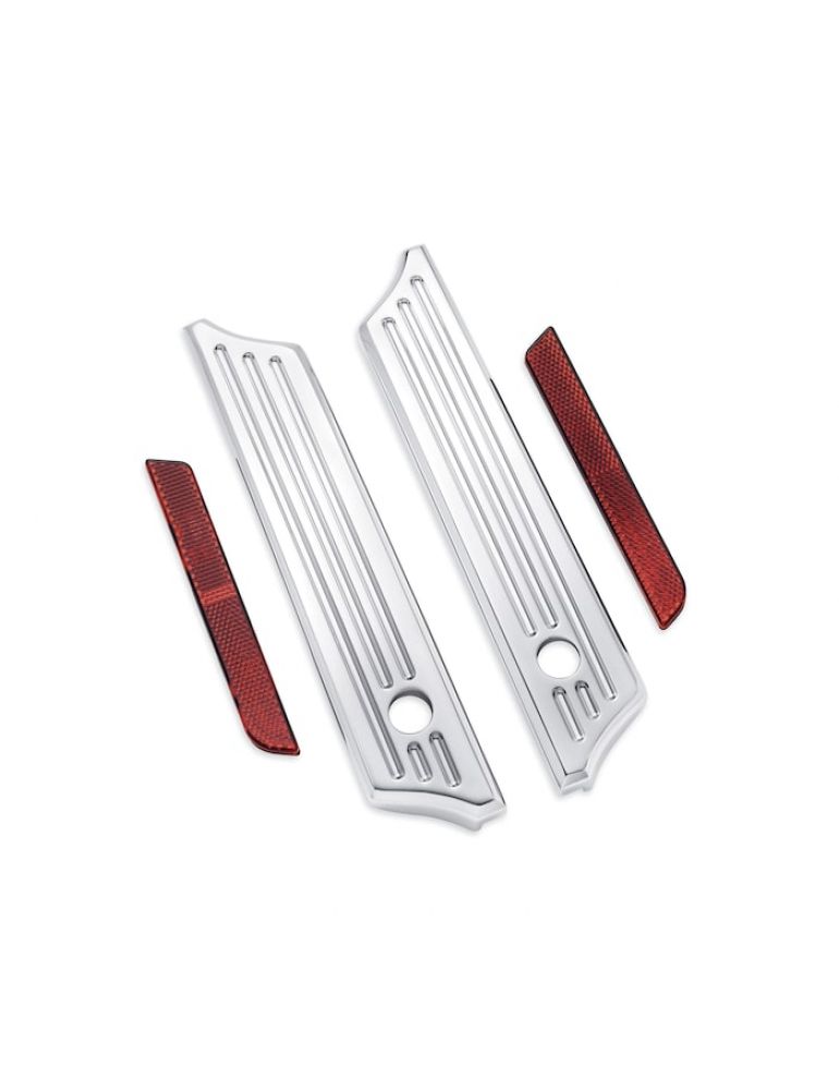 Billet Saddlebag Hinge Cover Kit - Chrome Grooved