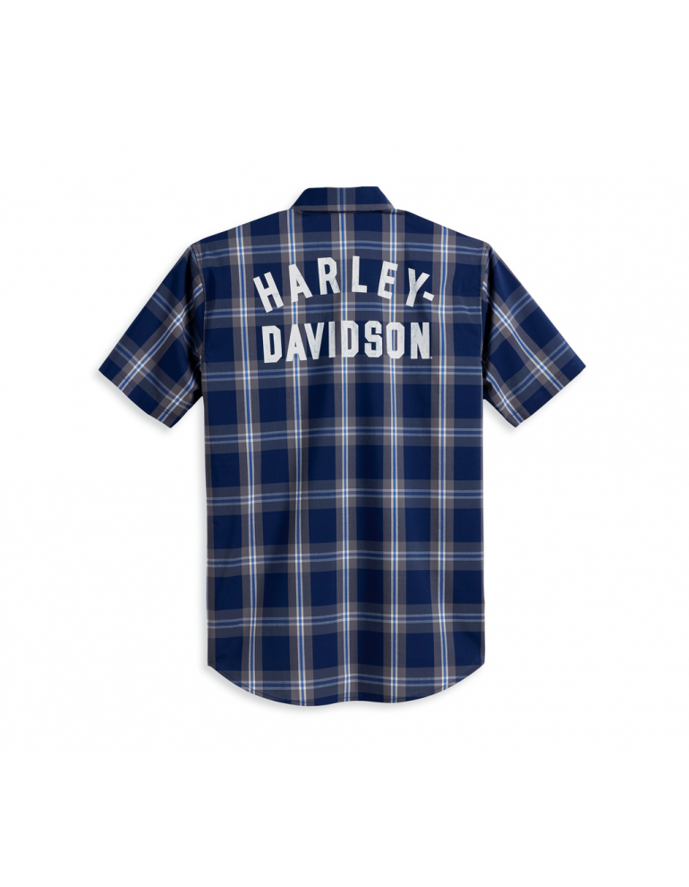 Сорочка чоловіча короткий рукав SHIRT-WOVEN,BLUE PLAID розмір S