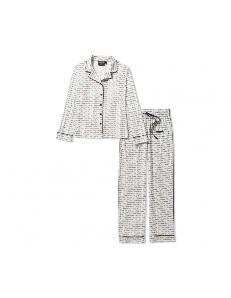 Піжама жіноча PAJAMA SET-KNIT,OFF WHITE/BLACK PRINT розмір XL