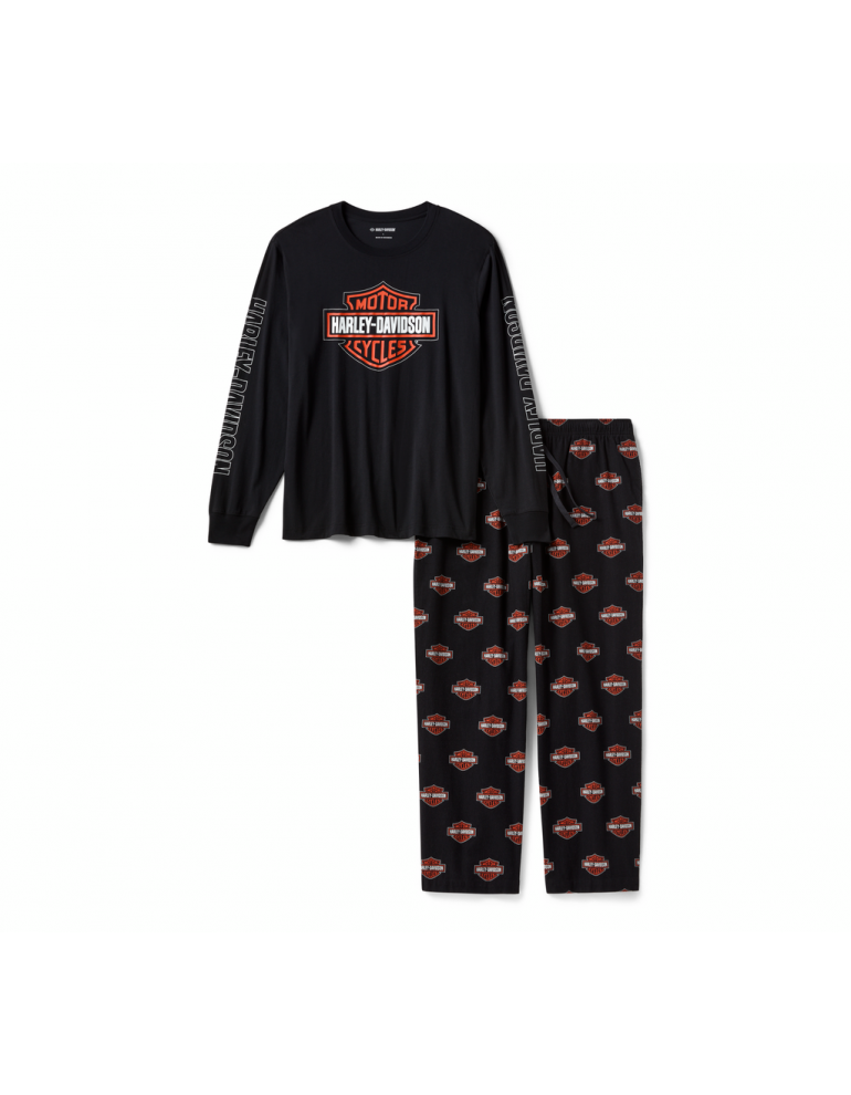 Піжама чоловіча PAJAMA SET-KNIT/WOVEN,BLACK розмір XL