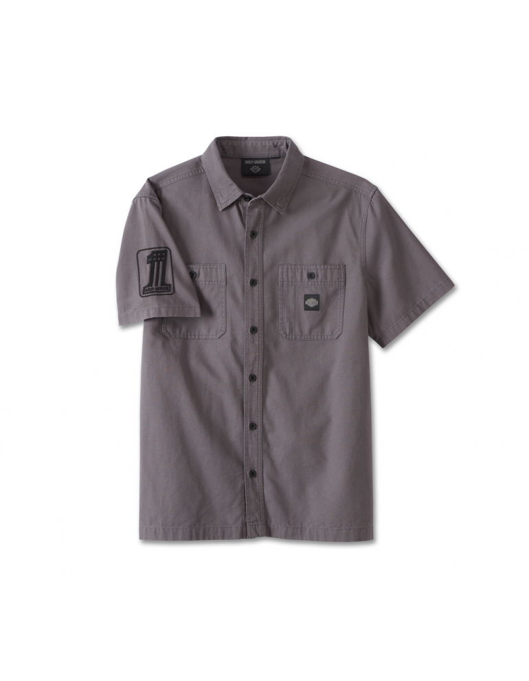 Сорочка чоловіча короткий рукав SHIRT-WOVEN,DARK GREY розмір S