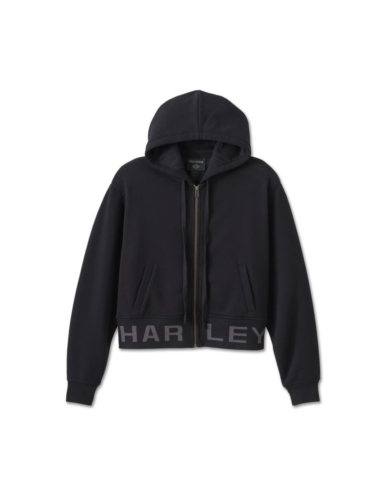 Жіноче худі Harley-Davidson Cropped Full Zip Hoodie Black розмір XS