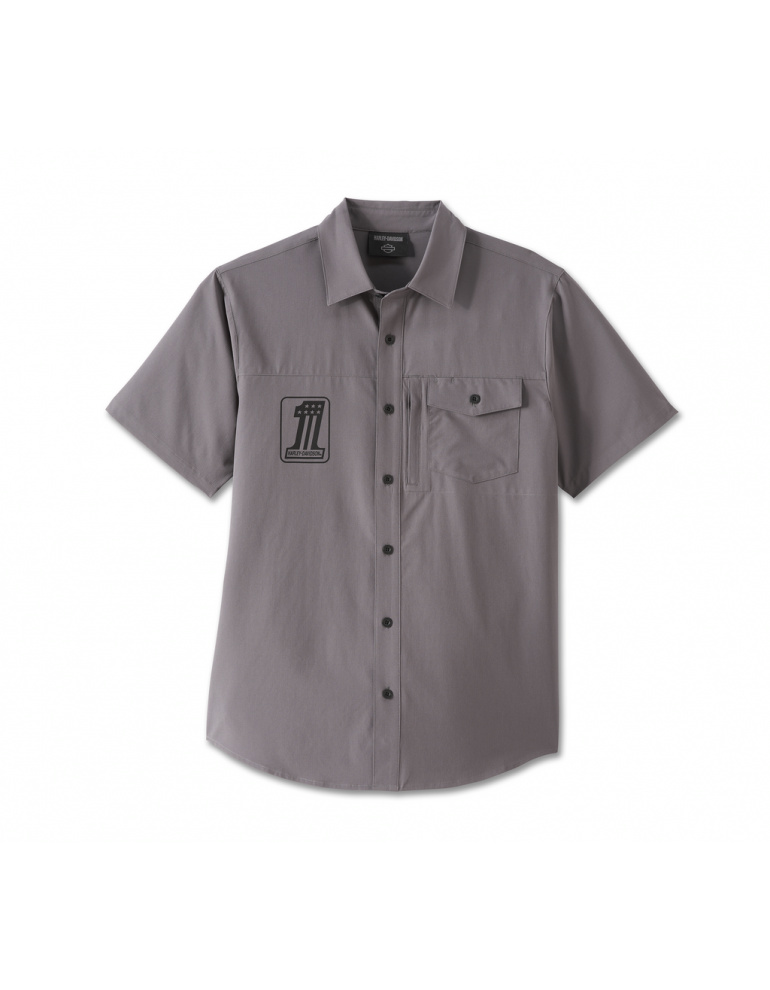 Сорочка чоловіча короткий рукав SHIRT-WOVEN,DARK GREY розмір M