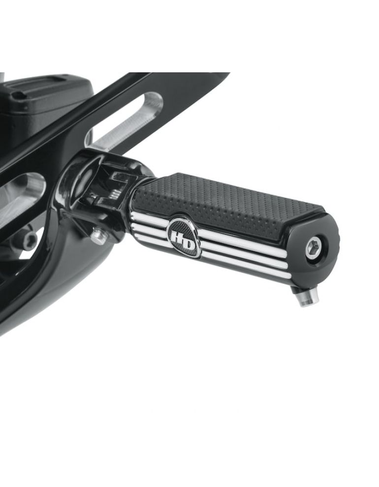 Defiance Rider Footpegs with Removable Wear Peg - Black Anodized Machine Cut