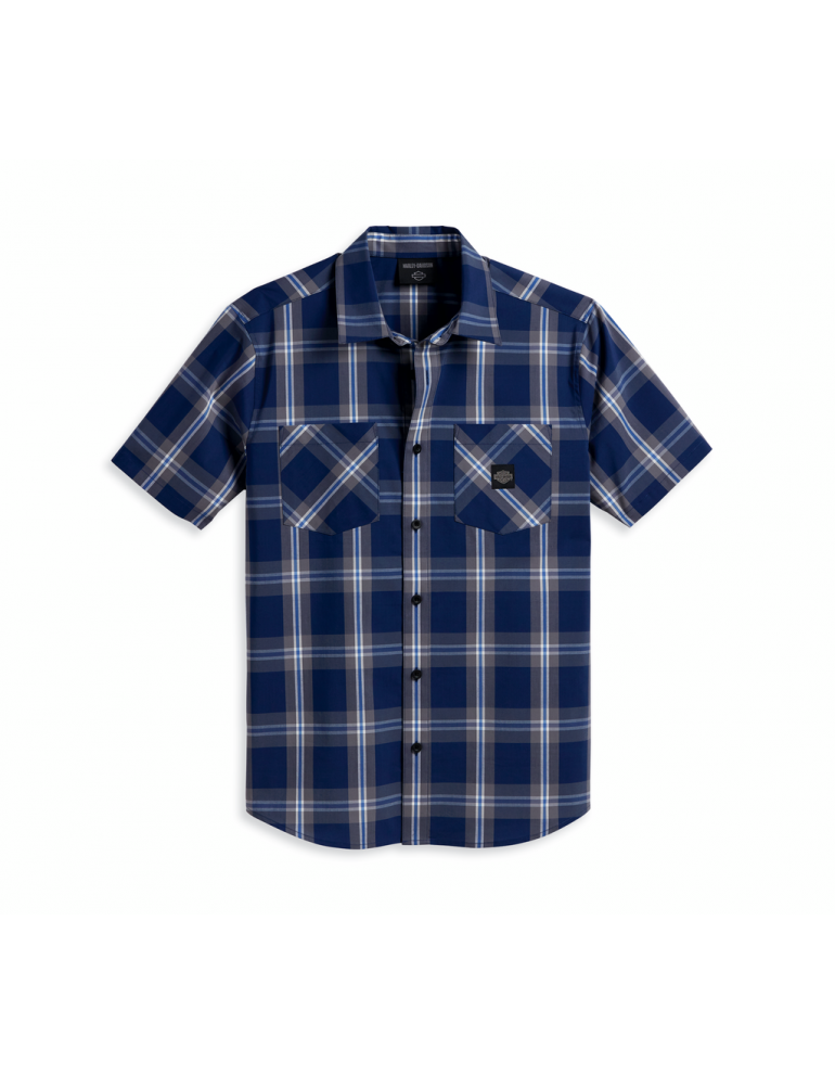 Сорочка чоловіча короткий рукав SHIRT-WOVEN,BLUE PLAID розмір S