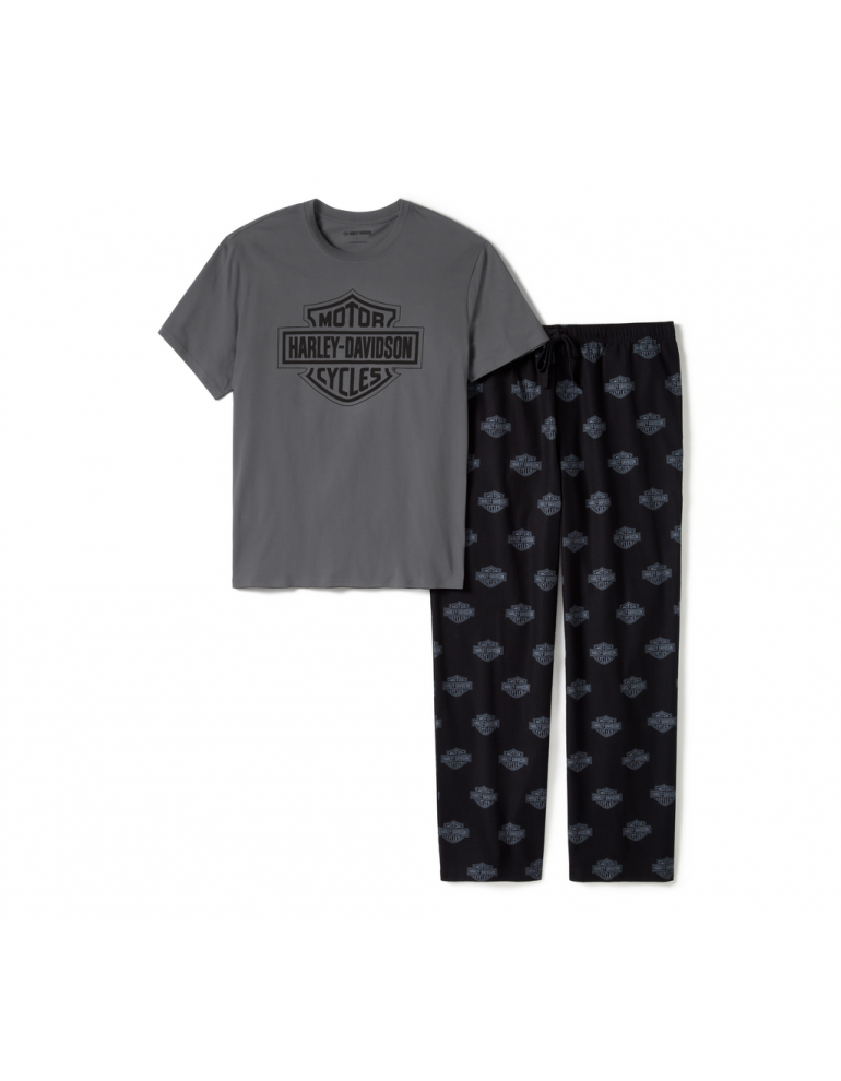 Піжама чоловіча PAJAMA SET-KNIT/WOVEN,DRK HTHR GRY/BLACK розмір L