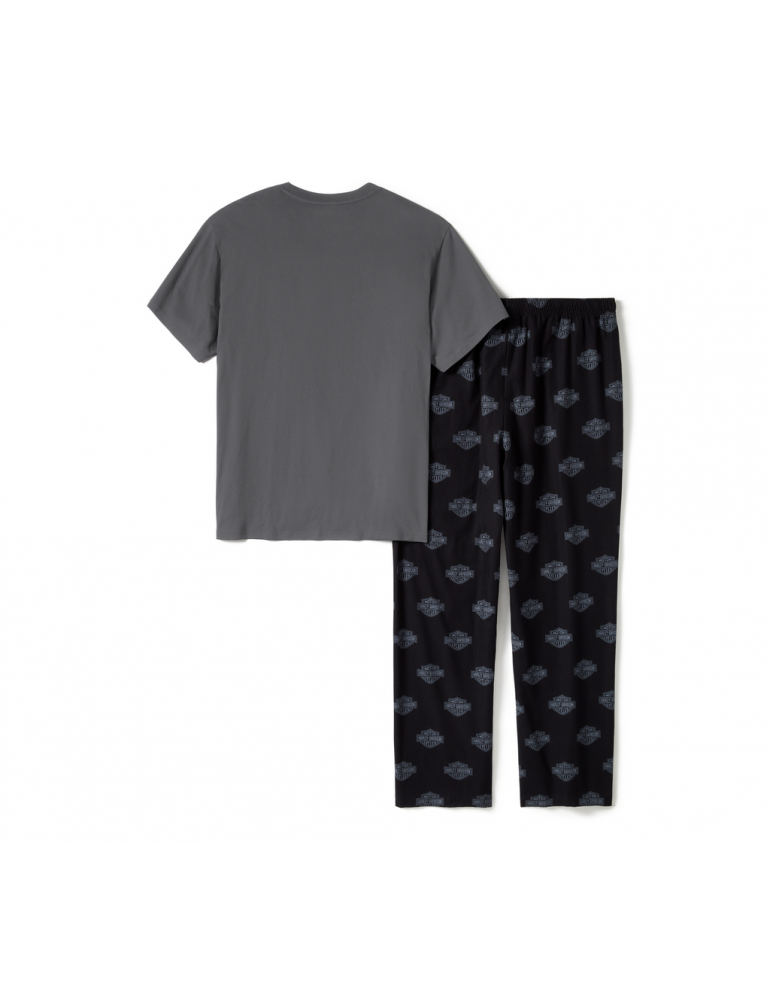 Піжама чоловіча PAJAMA SET-KNIT/WOVEN,DRK HTHR GRY/BLACK розмір L