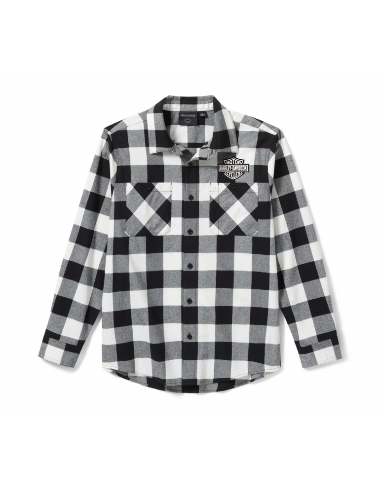 Cорочка чоловіча довгий рукав SHIRT-WOVEN,BLACK/OFF WHITE PLAID розмір XXL