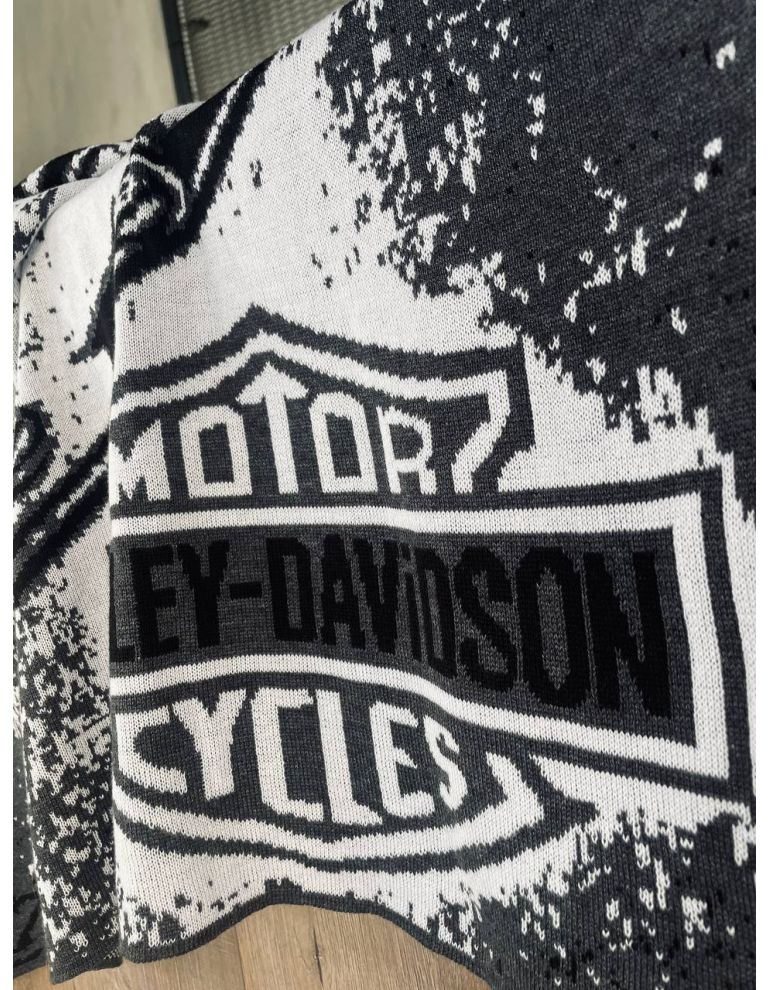 Плед Harley-Davidson чорно-білий з черепом, 115*160 см